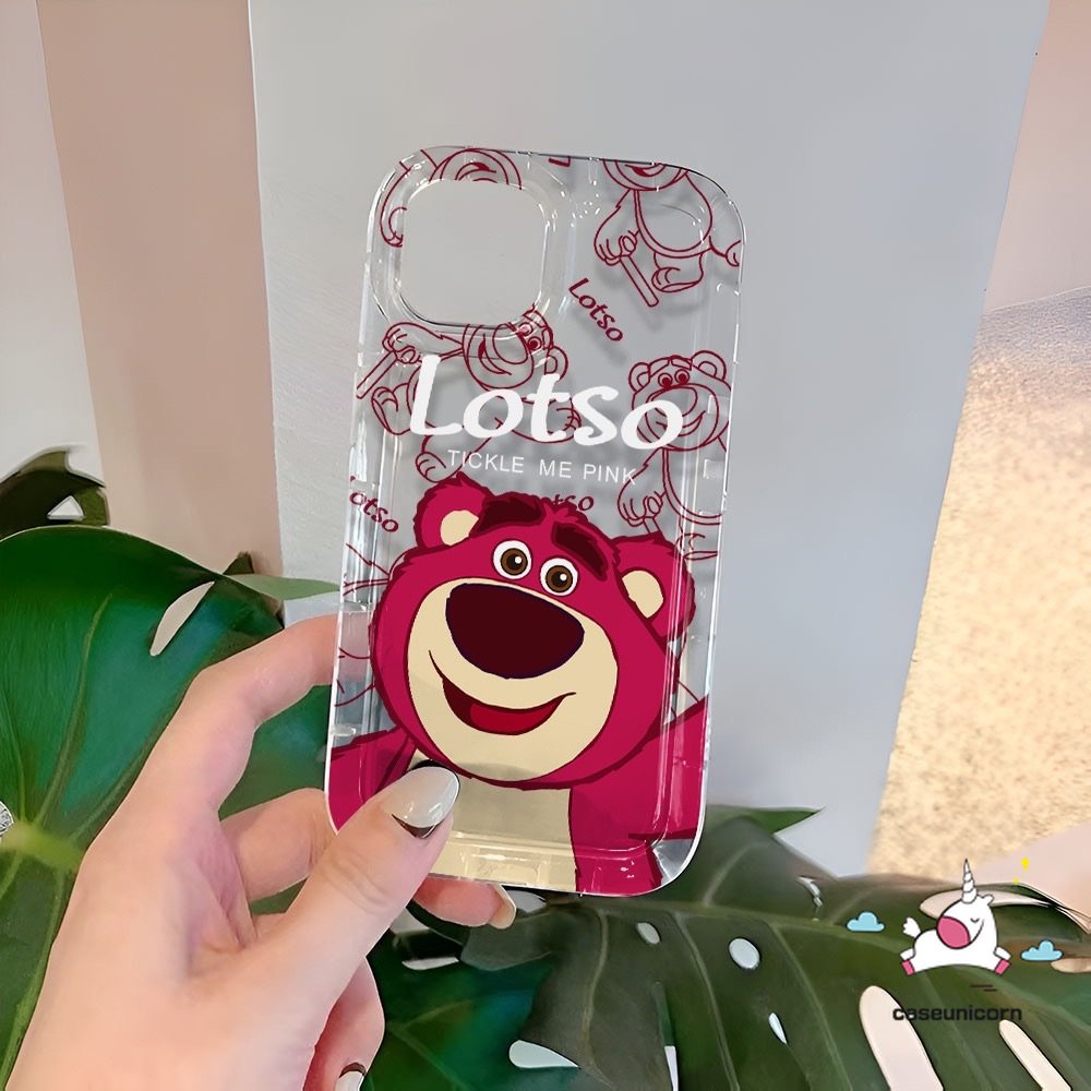 IPHONE Kartun Manyo Casing Ponsel Kompatibel Untuk Iphone11 13 12 14 Pro Max6 6S 7 8 Plus XR X XS MAX Lovely Cute Strawberry Bear Bening Shockproof Airbag Lembut TPU Silicon Back Cover