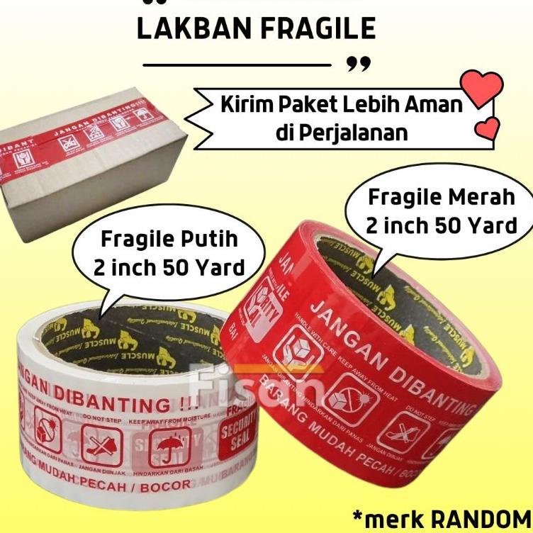 

F36 Isolasi Lakban Fragile 48 mm 50 Yard TERMURAH ㊔