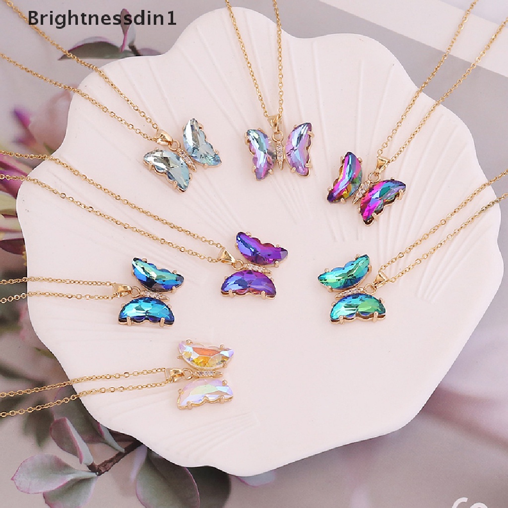 [Brightnessdin1] Kalung Kupu-Kupu Gradasi fashion Wanita Kalung Anti Karat Butik