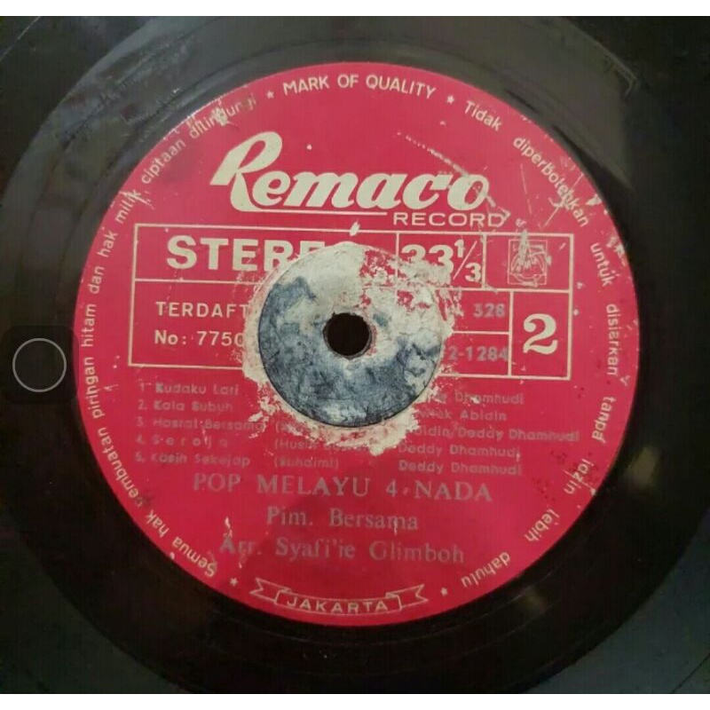 Vinyl Piringan Hitam 12 inch Pop Melayu 4 Nada-Dedy Dhamhudi
