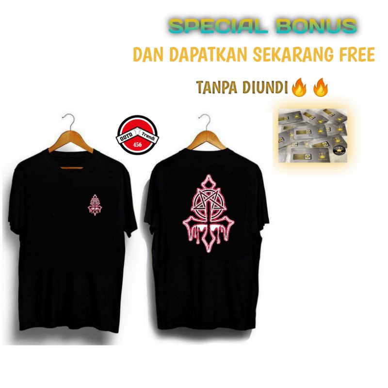 [BISA COD] Kaos Distro Satanic Red Pria Costum - T-shirt Oversize Satanic .