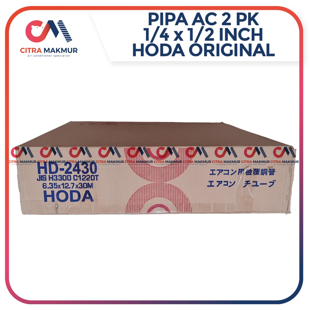 Pipa AC 1,5 1 1/2 2 pk Hoda Original Tebal Selang R32 R410 R22 Tekanan tinggi Inverter HD 1/4 x 1/2 Tembaga