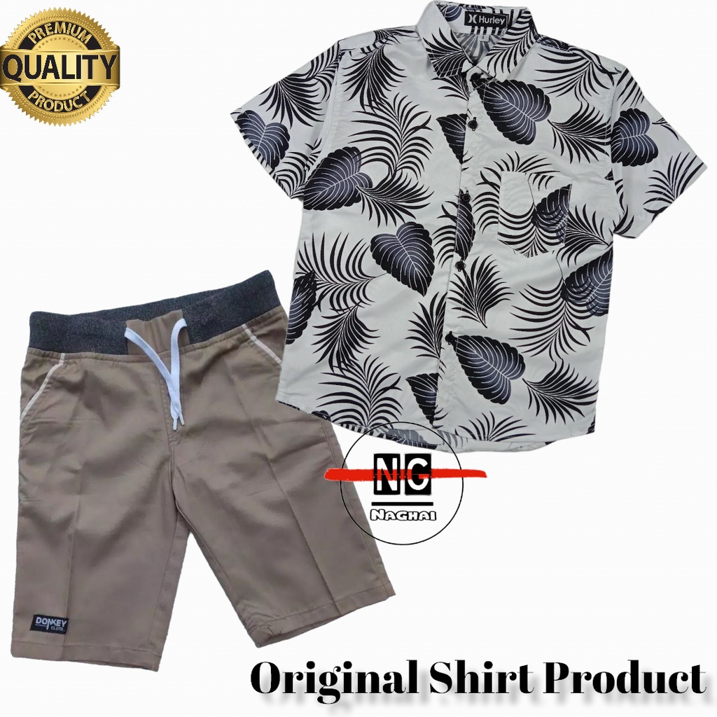 Setelan Anak Laki Laki Kemeja Pendek Motif Umur 1-10 Tahun Stelan Anak  Cowok Tanggung