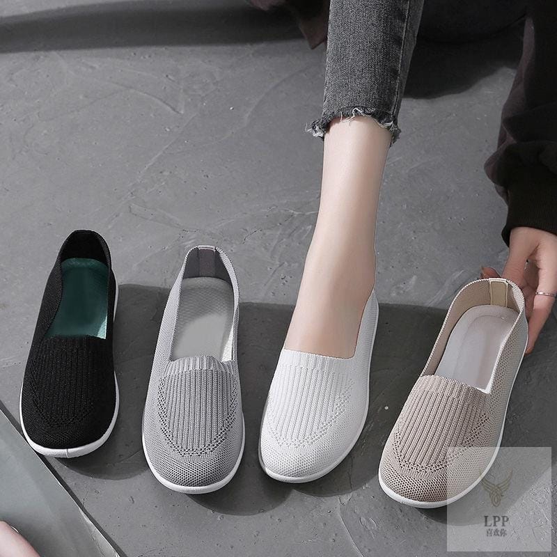 GROSIRTAS &quot;FREE BOX&quot; LV0175 Sepatu Slip On Wanita Import Rajut Sepatu Wanita Tanpa Tali Sepatu Wanita Sport Shoes Sepatu Slip On Wanita Ultra Ringan