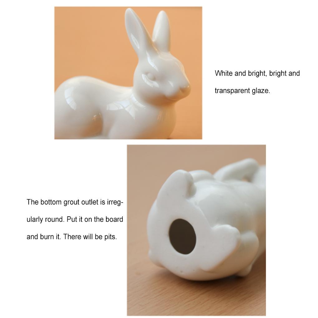 Huit Patung Keramik Bunny Figure Kelinci Putih Hewan Ornamen Hare Lucu Desktop Handmade Patung Meja Dekorasi Rumah Hadiah Kado