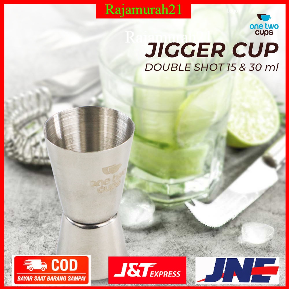One Two Cups Gelas Ukur Jigger Bartender Double Shot 15 30 ml - LE2 - Silver - 7RHZ27SV