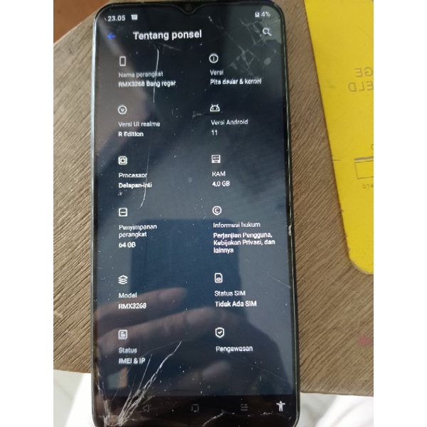 Lcd realme c25Y ori copotan minus kaca pecah