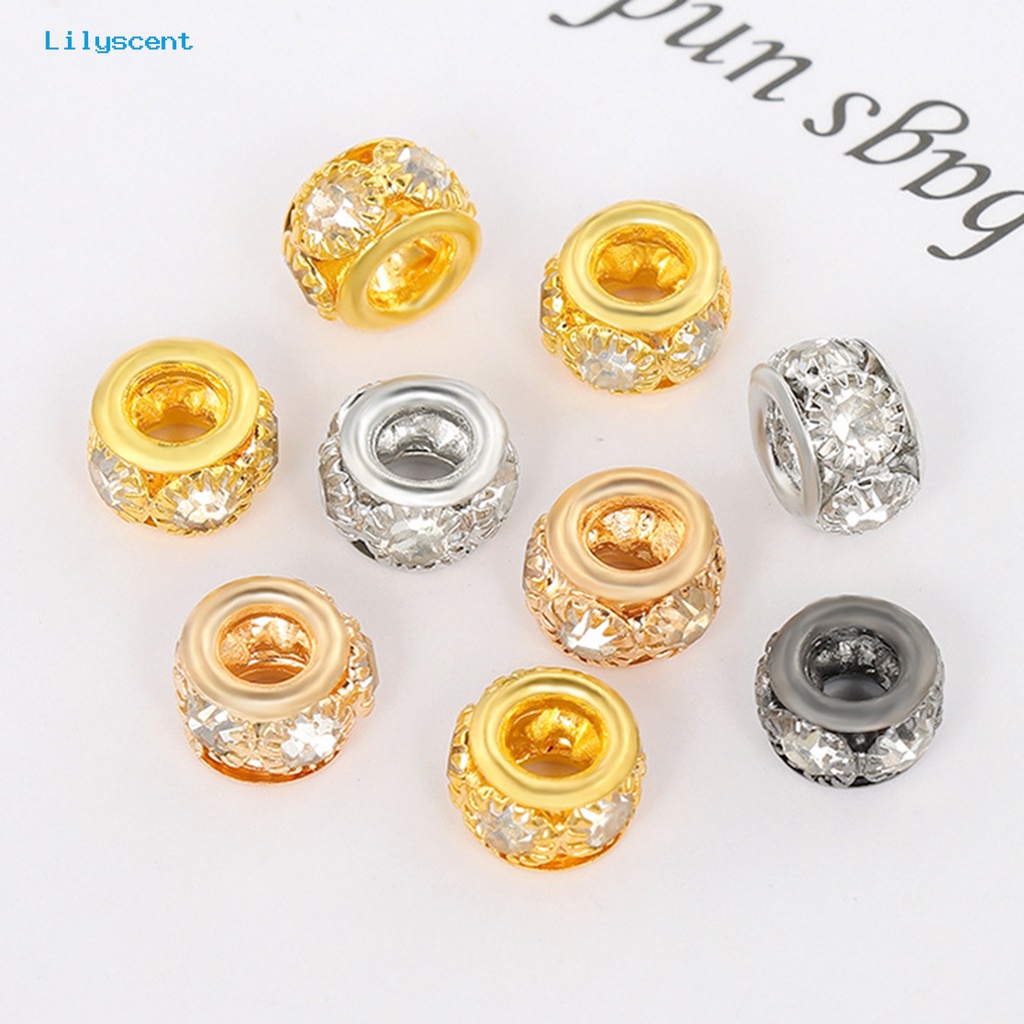 [LS] 100 Pcs 8mm Spacer Manik Shiny Rhinestone 6berlian Imitasi DIY Tembaga Perhiasan Kalung Membuat Aksesoris Buatan Tangan Perlengkapan Kerajinan Tangan