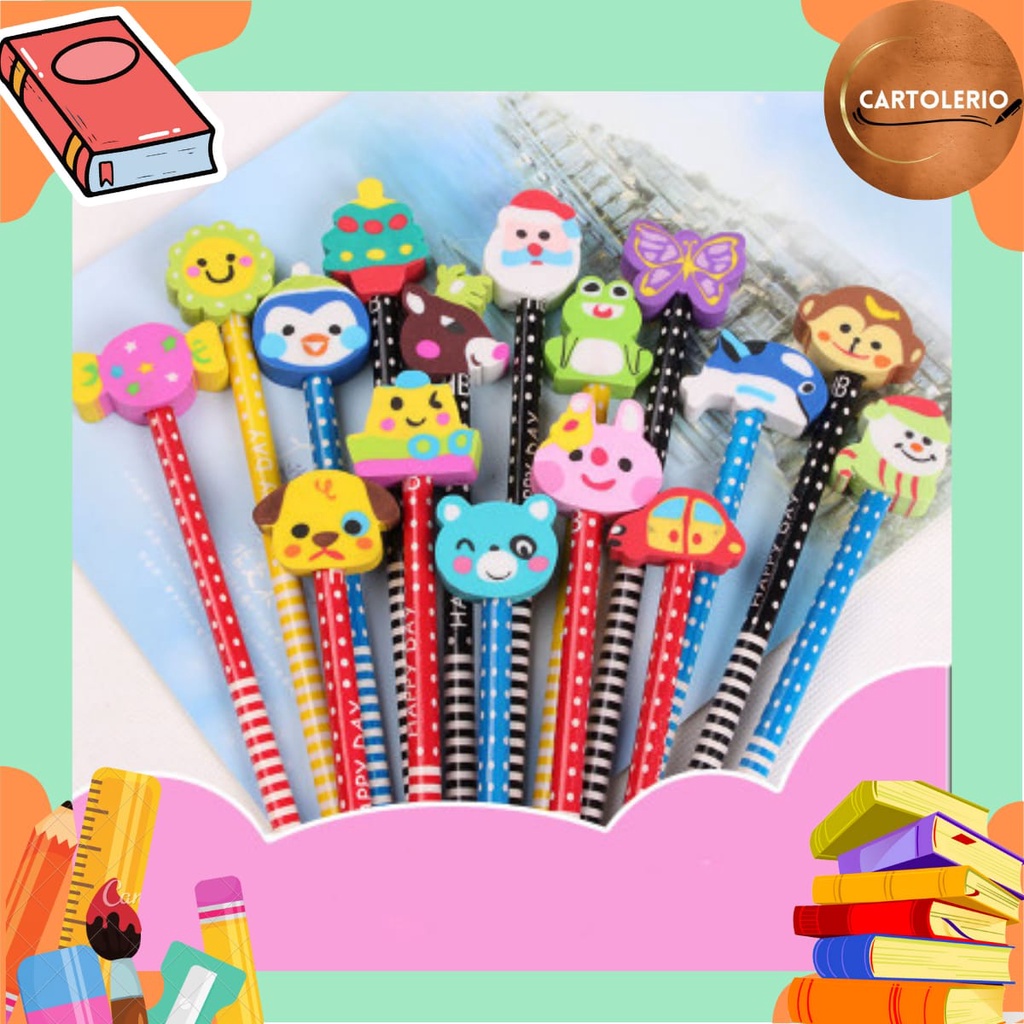 

SELUSIN Pensil Raut Dengan Penghapus (Motif Random) S8003