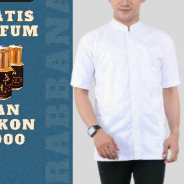 ➺ BAJU KOKO HABAIB PUTIH POLOS LENGAN PENDEK ✤