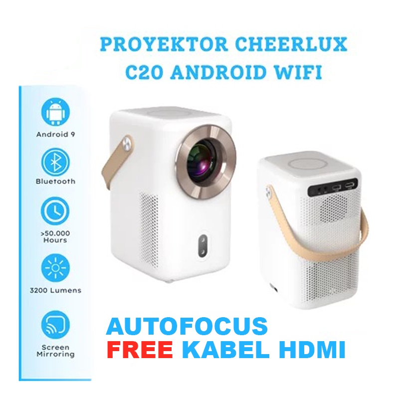 Cheerlux C20 Android Wifi Projector Lumens 1080P Full HD