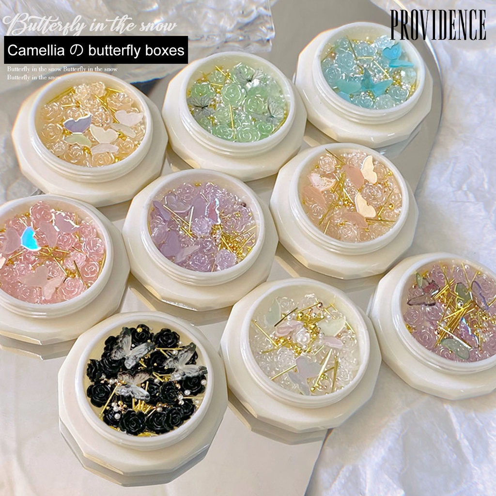 Providence 1set Pesona Kamelia Kuku Shiny Efek Visual Tiga Dimensi High Gloss DIY Berkilau Camelia Mutiara Palsu Nail Art Decor Manicurist Supply