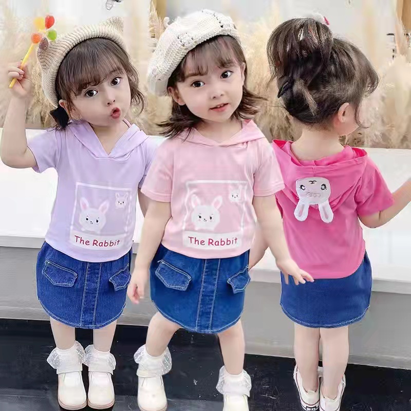 R195 - Setelan Rok ANak cEWEK / Setelan Rok Jeans Import Anak Cewek / Baju Hoodie Anak Perempuan / S