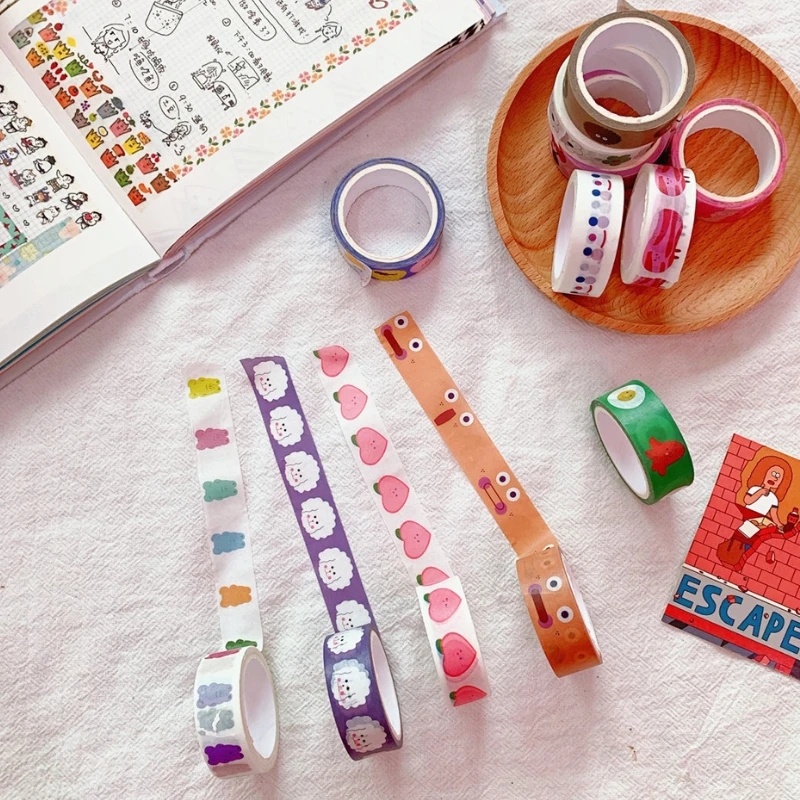 Kartun Beruang Kelinci Masking Tape/Scrapbooking Diary Jurnal Stiker Perekat Dekoratif/Hadiah Alat Tulis Sekolah DIY