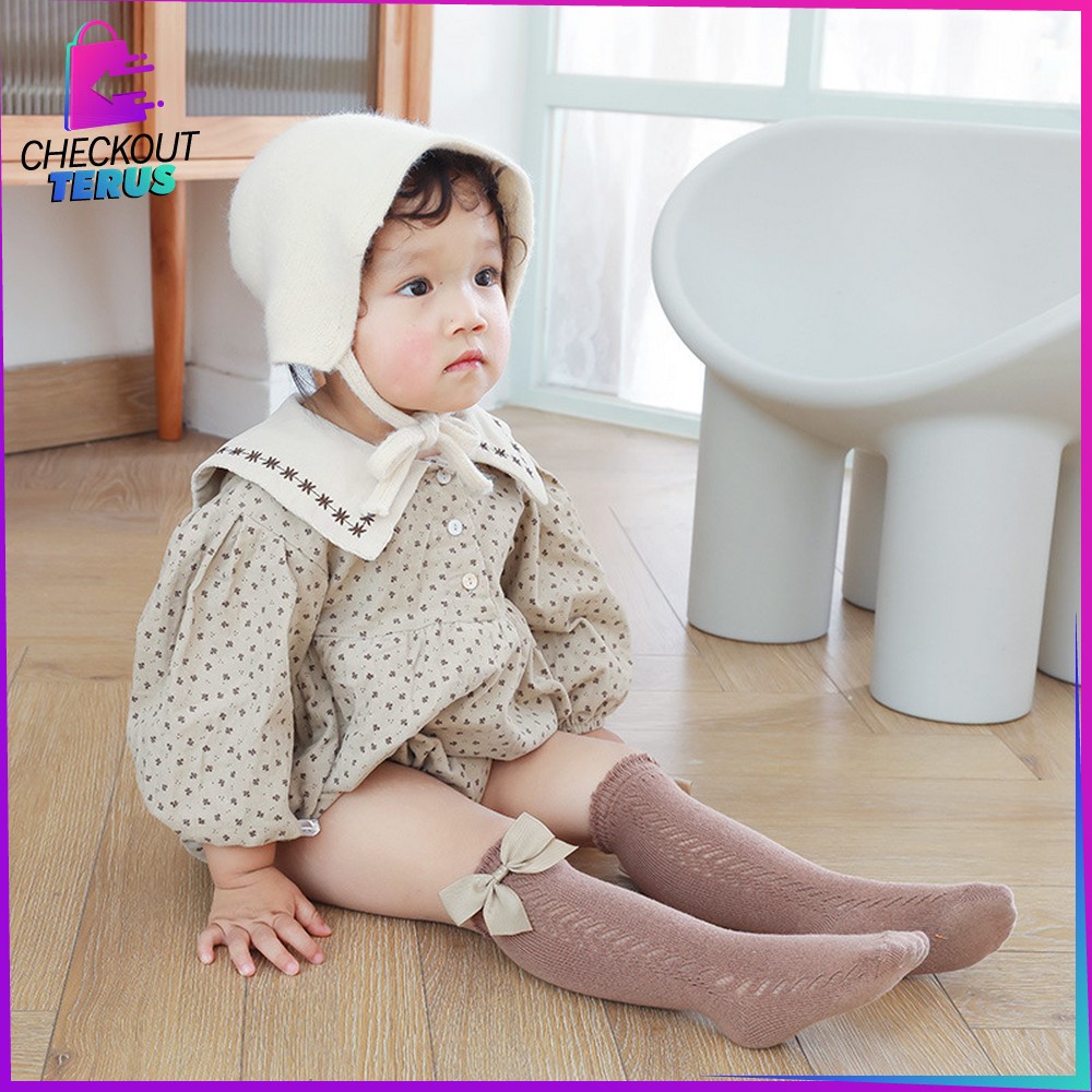 CT P304 Kaos Kaki Panjang Anak Perempuan Bahan Lembut Model Pita Baby Socks Ribbon Anti Slip Kaus Kaki Bayi Korea import