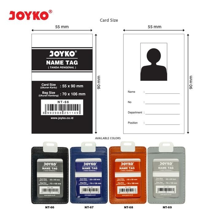 Name Tag Joyko NT-66 / NT-67 / NT-68 / NT-69 / Tempat ID Card Holder Kulit / Portrait