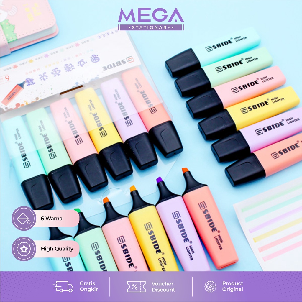 

SBIDE Highlighter Pastel Macaron Color / Highlighter warna Pastel bukan Stabilo Boss