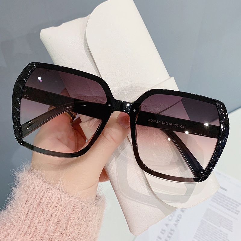 Kacamata Hitam Gaya Korea Kepribadian Bingkai Besar Kacamata Wajah Pelindung Matahari Sunglasses