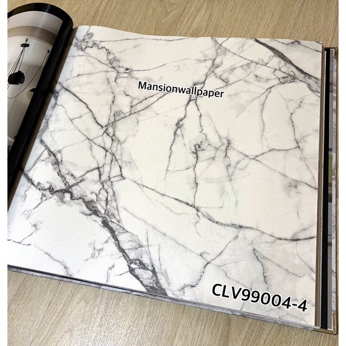 Wallpaper Dinding Korea Marmer Granit Hitam Putih Abu Cream Roll Besar