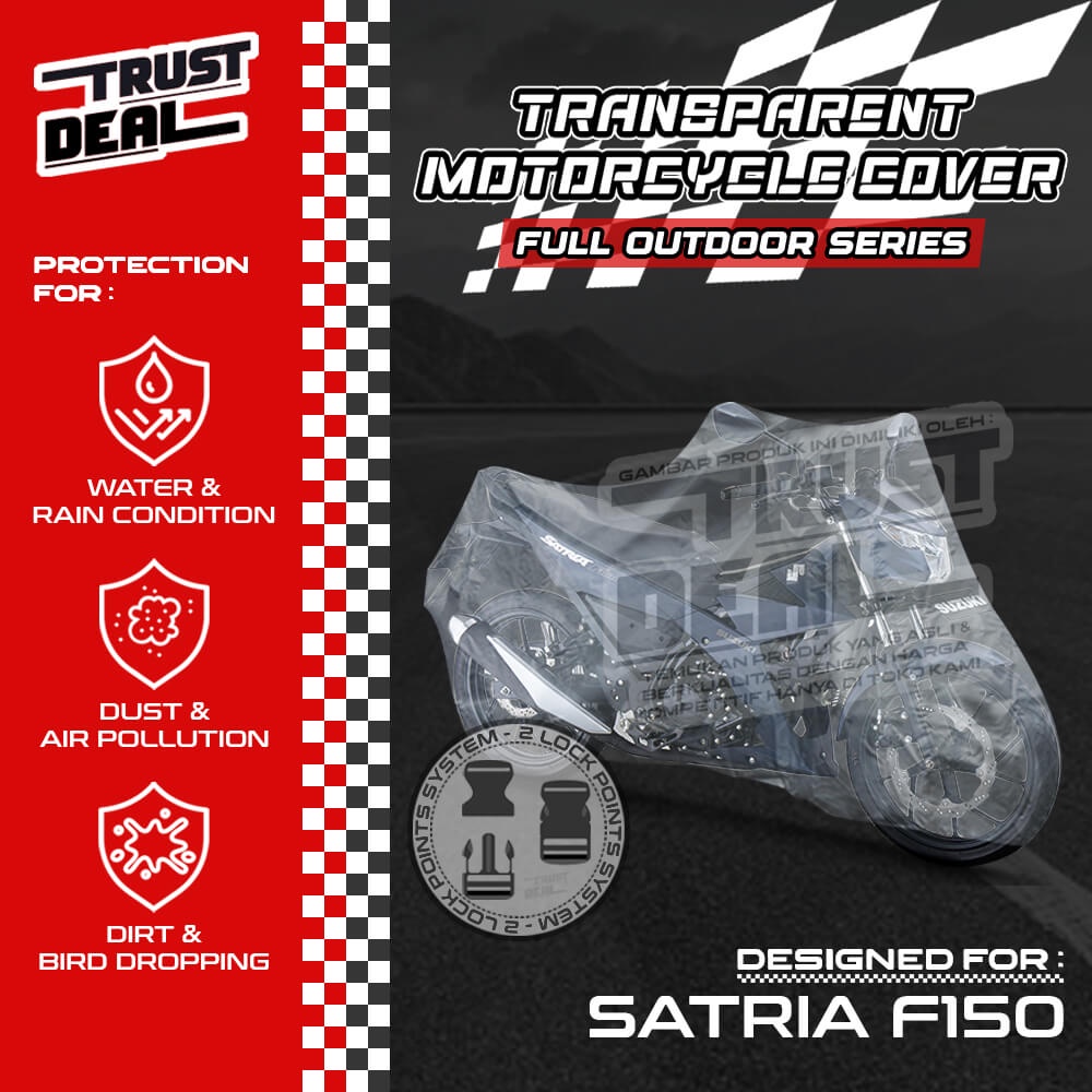 Sarung Cover Motor Plastik Transparan SUZUKI SATRIA F 150 FU F150 Selimut Penutup TEBAL Anti Air