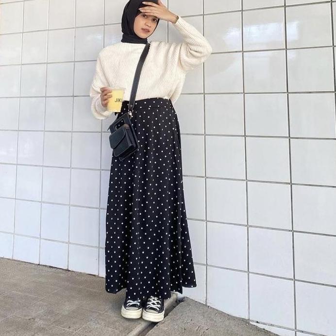 HARGA BERSAHABAT Rok Polka Jenar Korean Style Ukuran Standar dan Jumbo Bisa Sampai BB 90kg an Polka 
