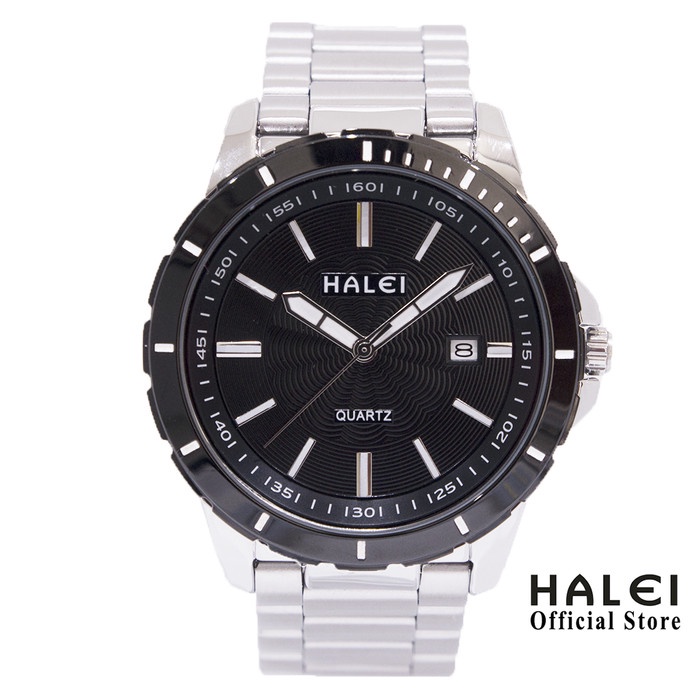 Jam Tangan Pria Keren Terbaru Sporty Halei 8033M Silver Putih - Hitam