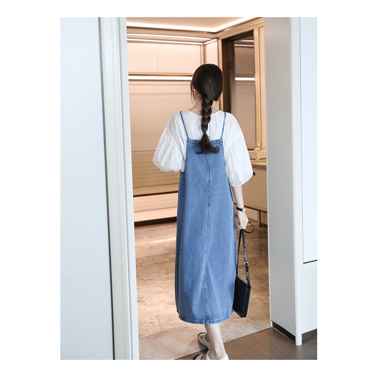 overall jeans wanita rok jeans panjang maxi dress korean style long dress jumpsuit fashion wanita jumbo kekinian