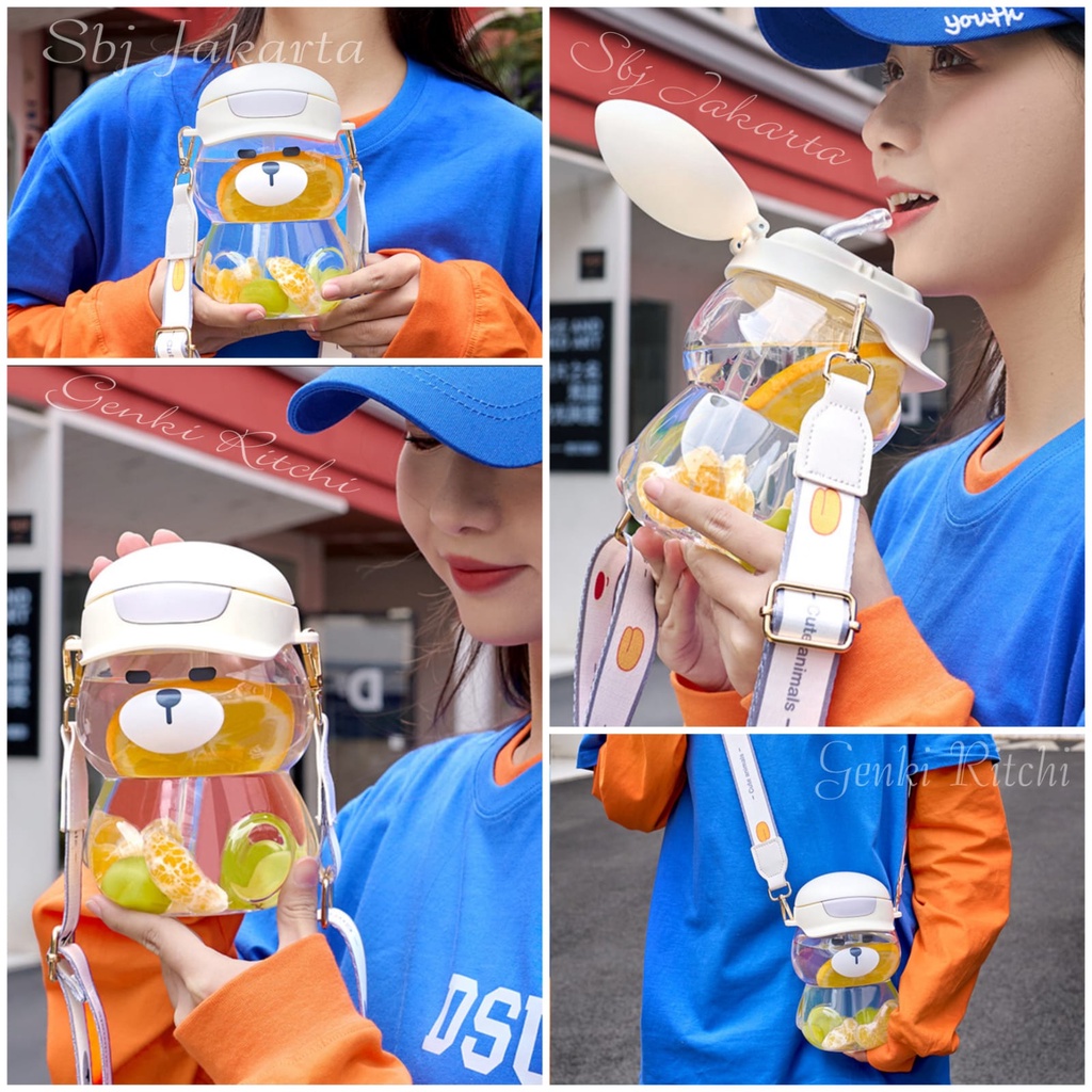 BOTOL MINUM TRITAN BPA FREE BIGFRIENDS 950ML DENGAN SEDOTAN &amp; TALI