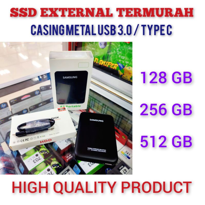 SSD EXTERNAL USB 3.0 / TYPE C 128GB / 256GB / 512GB TERMURAH ( WITH METAL CASING SAMSUNG ) PROMO SALE