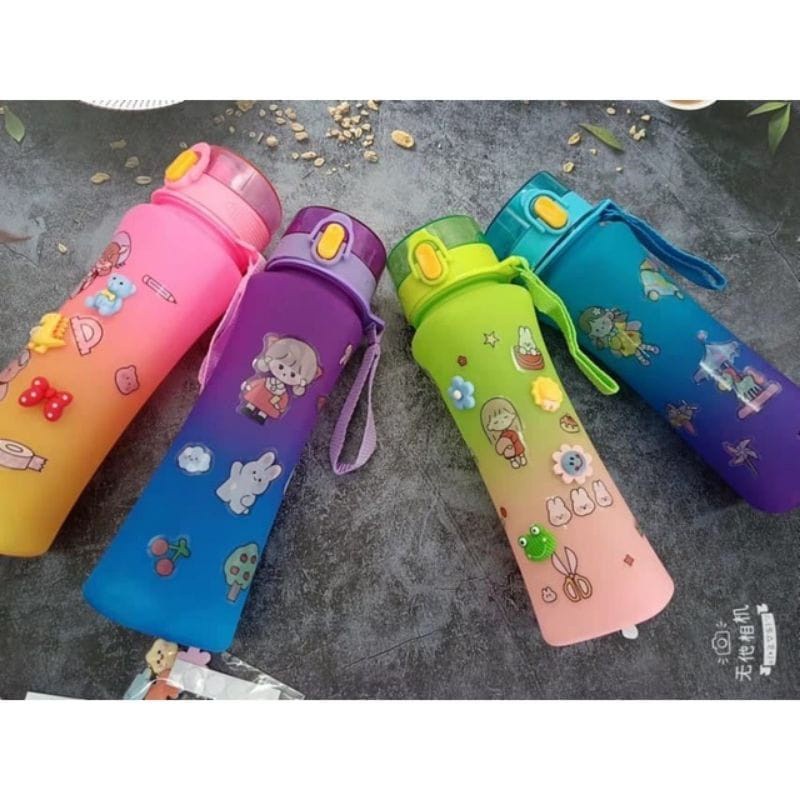 Botol Minum Viral Gradasi 700 Ml / Botol Minum Aesthetic Warna Warni
