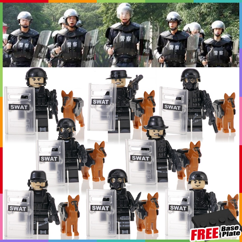 Blok Bangunan Khusus Polisi Minifigures Police Team Dog Mini Angka Mainan Rakitan Anak Hadiah Ulang Tahun