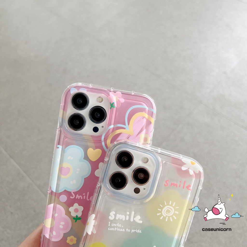 Untuk Redmi 12C 10C A1 9T 9 10 9C NFC 9A 10A Redmi Note 11s 9 10 10s 11 8 POCO F4 Ins Korea Lucu Smile Segar Cat Air Bunga Awan Cinta Hati Lembut Shockproof Airbag Case