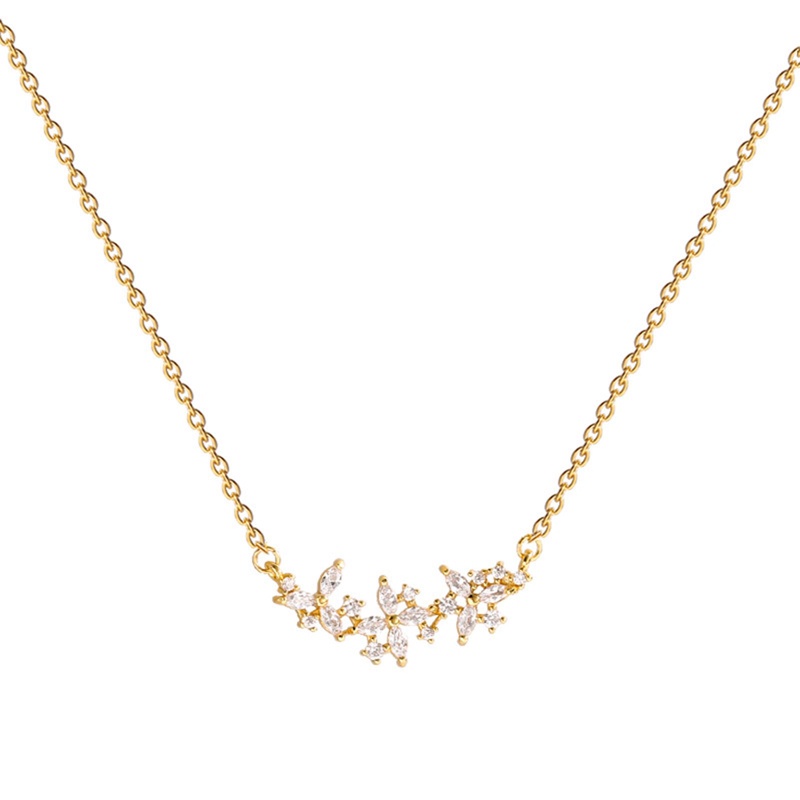 Titanium Steel Kelopak Bunga Liontin Kalung Untuk Wanita Fashion Mewah Zirconia Choker Kalung Perempuan Perhiasan Hadiah