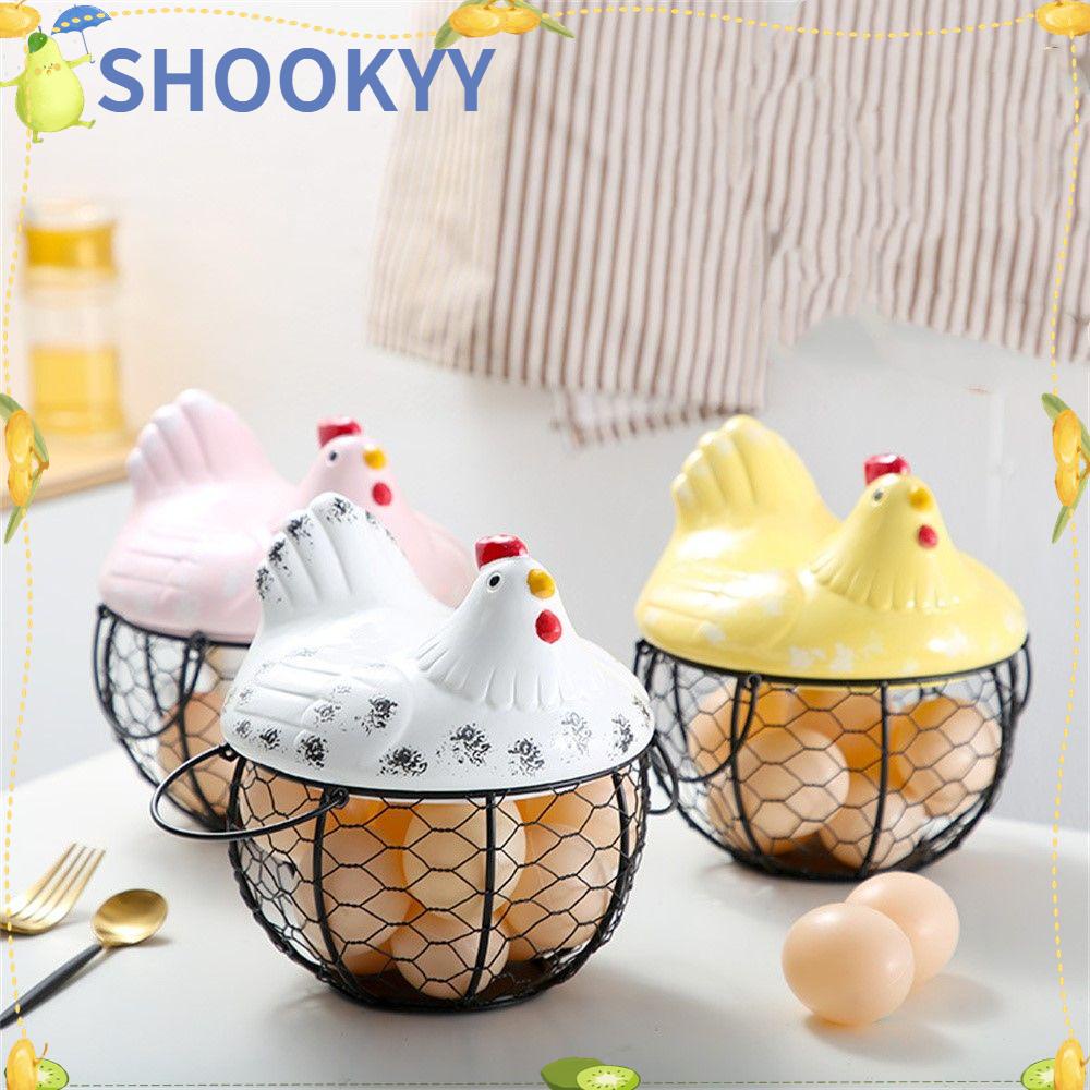 Chookyy Keranjang Penyimpanan Telur Kitchen Organizer Ceramic Chicken Egg Tray