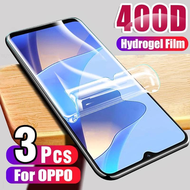 3pcs Film Hydrogel Untuk OPPO A17 A17k A53 A53s A57s A57e A58 A55 A76 A77 A77s A95 A96 A97 A78 A56s Pelindung Layar Film Pelindung Case Bukan Kaca
