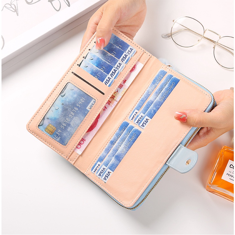 DW-11 Dompet Lipat Relesting Wanita Import Bordir Tampa Pom-Pom.