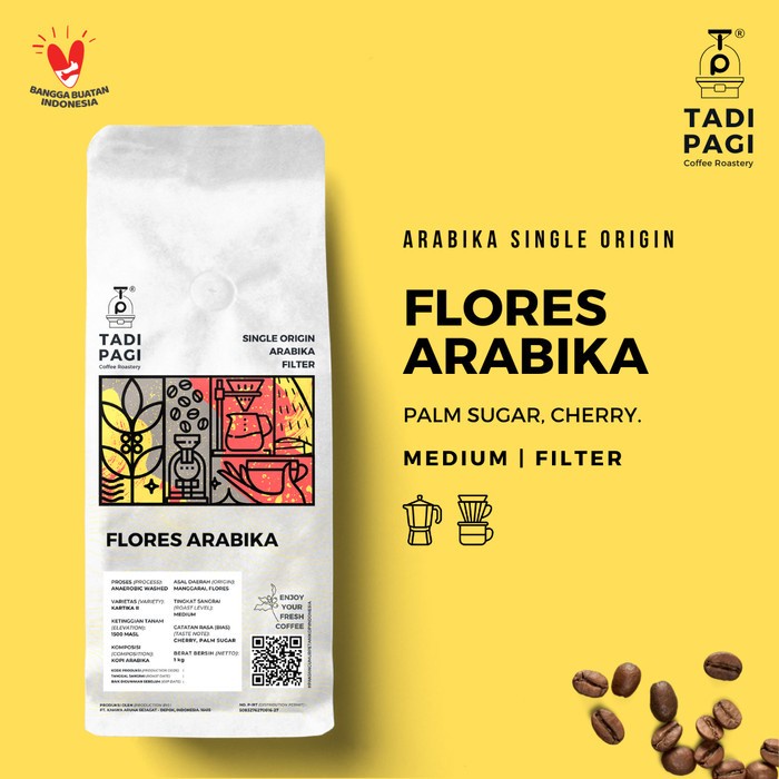 

Arabika Flores Roast Bean Coffee Kopi biji matang 500 gram