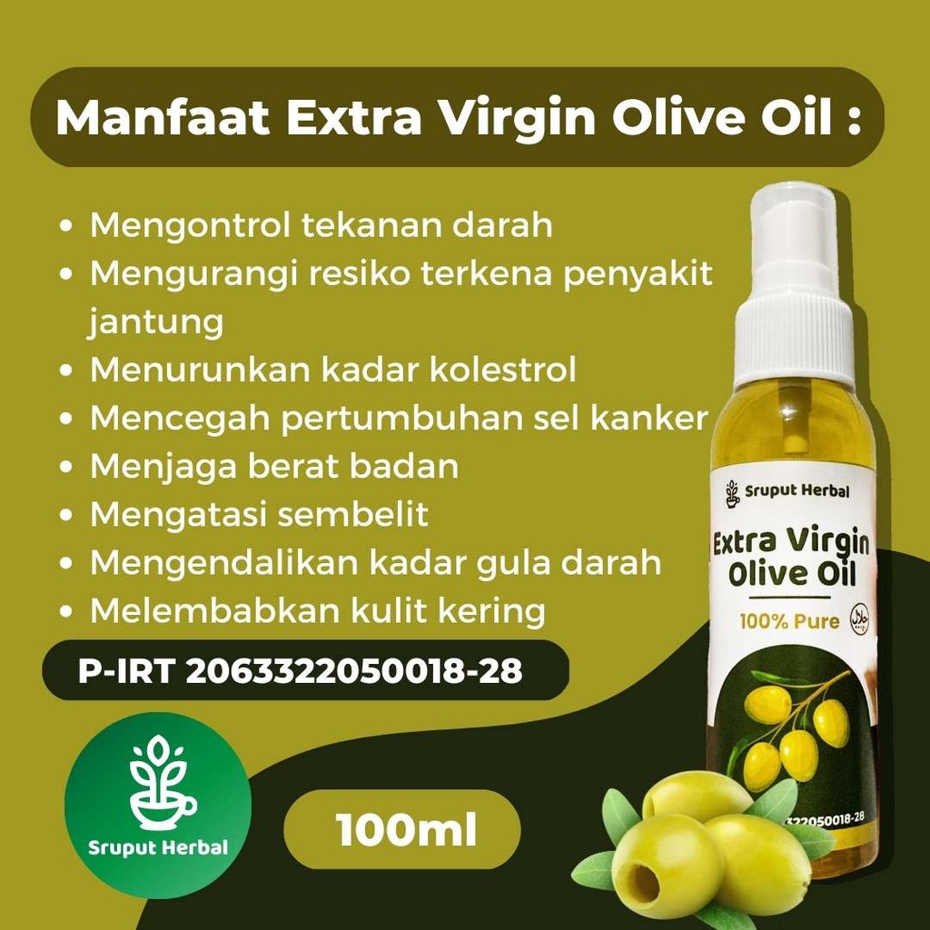 100ml Minyak Zaitun - Extra Virgin Olive Oil Murni Botol Semprot Sruput Herbal