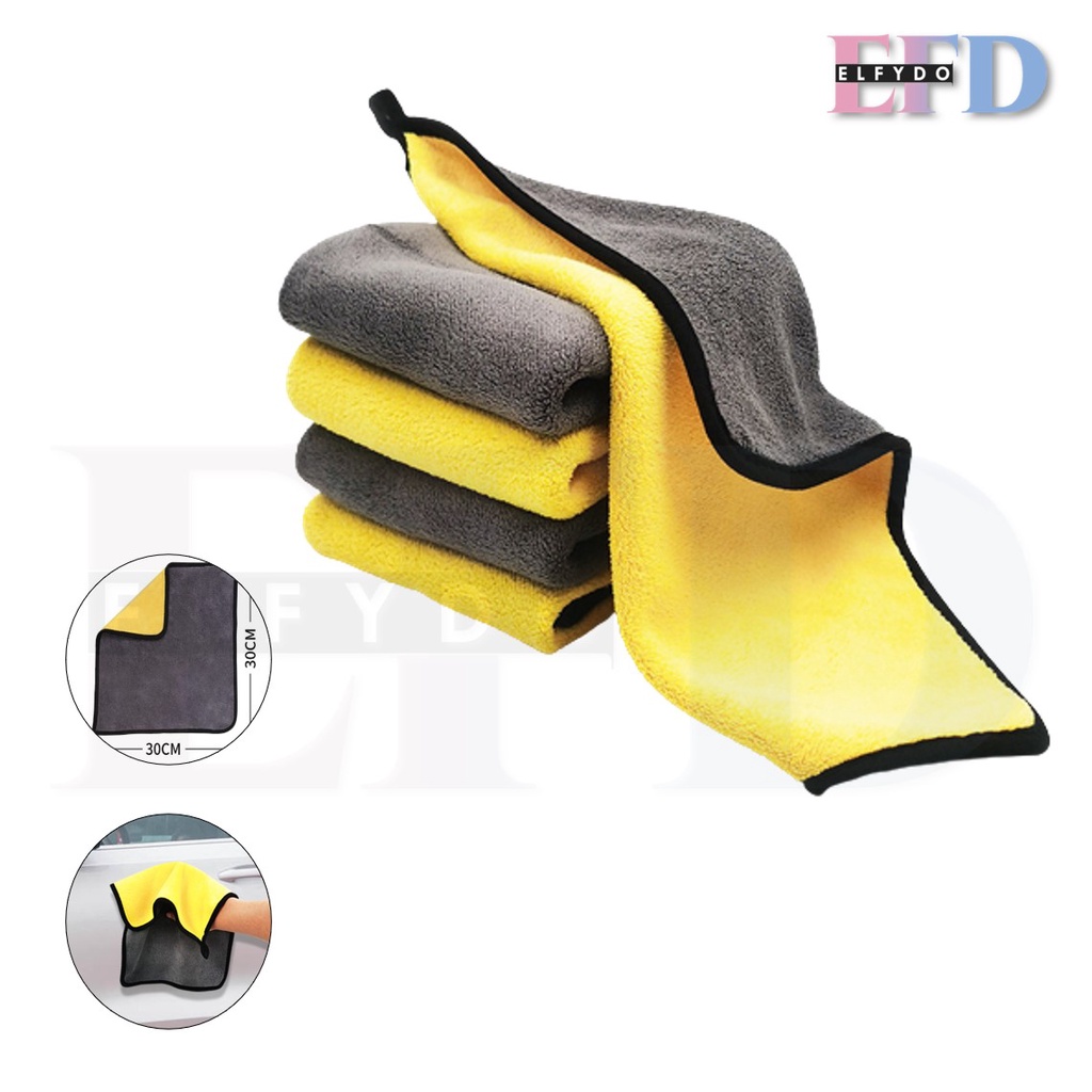 ELFYDO HL0468 Kain Lap Microfiber Kain Lap Anti Minyak Lap Meja Serbaguna 30x30cm Kain Lap Mobil Motor 2 Sisi Multifungsi