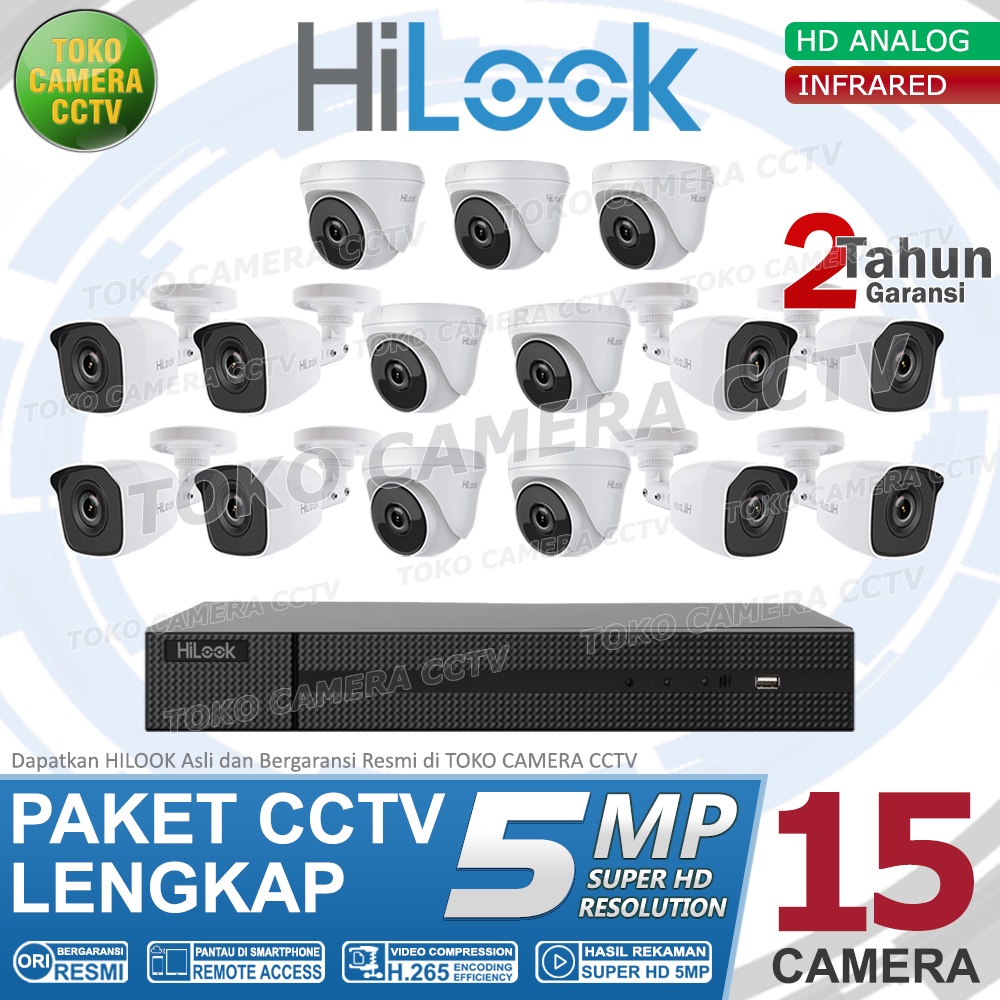 PAKET CCTV HILOOK 5MP 16 CHANNEL 15CAMERA