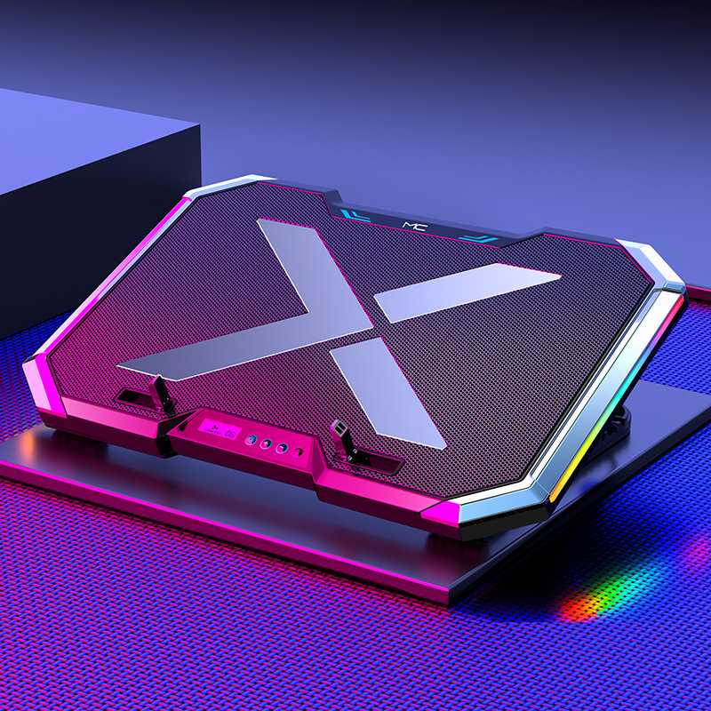 Kipas Pendingin Cooling Pad Laptop Gaming Pakai Lampu LED RGB Light 6 Fan/kipas - NUOXI MC - Q8