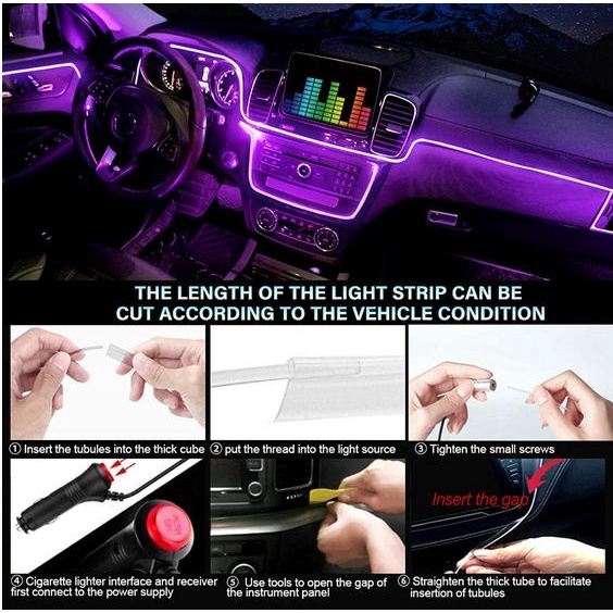 Lampu Interior Mobil Ambience RGB APPS LED Ambient Light Android warna neon laser selang