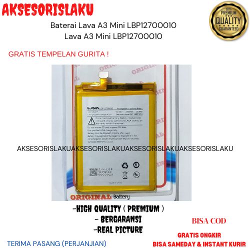 Baterai Lava A3 Mini LBP12700010 Original Batre Batrai HP