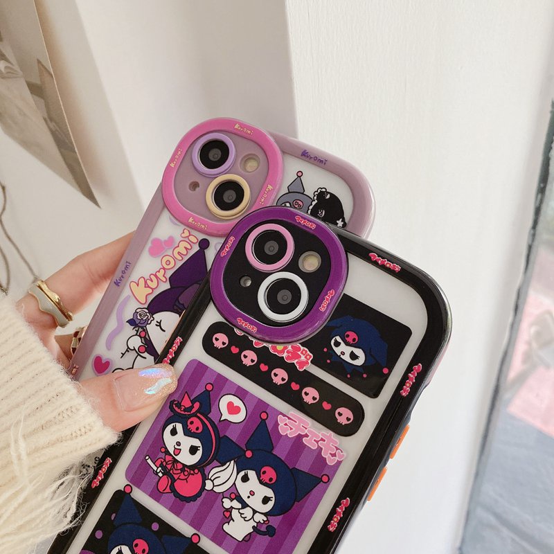 1pc Cute Kuromi Puff Case IPhone 11 12 13 14 Pro Max Casing Ponsel Lembut Indah Kartun Anime Gadis Fashion Wanita Casing hp