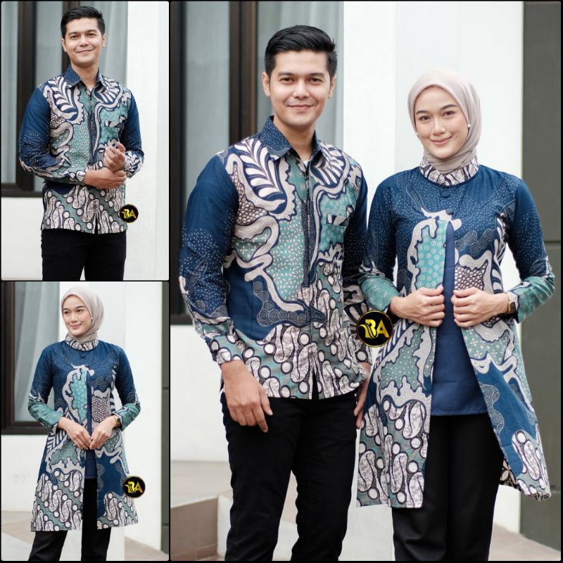 BATIK COUPLE SERAGAMAN TUNIK WANITA PANJANG PRIA KATUN PREMIUM