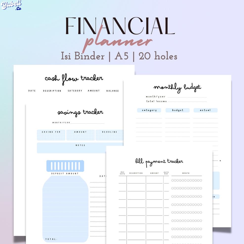

N95 Financial Planner Binder Insert Isi binder A5 Perencana Keuangan Biru TERBARU ㅓ
