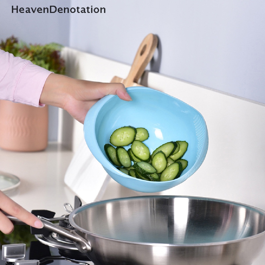 [HeavenDenotation] Saringan Nasi Colander Kitchen Drain Basket Dengan Gagang Rice Bowl Strainer Basket HDV