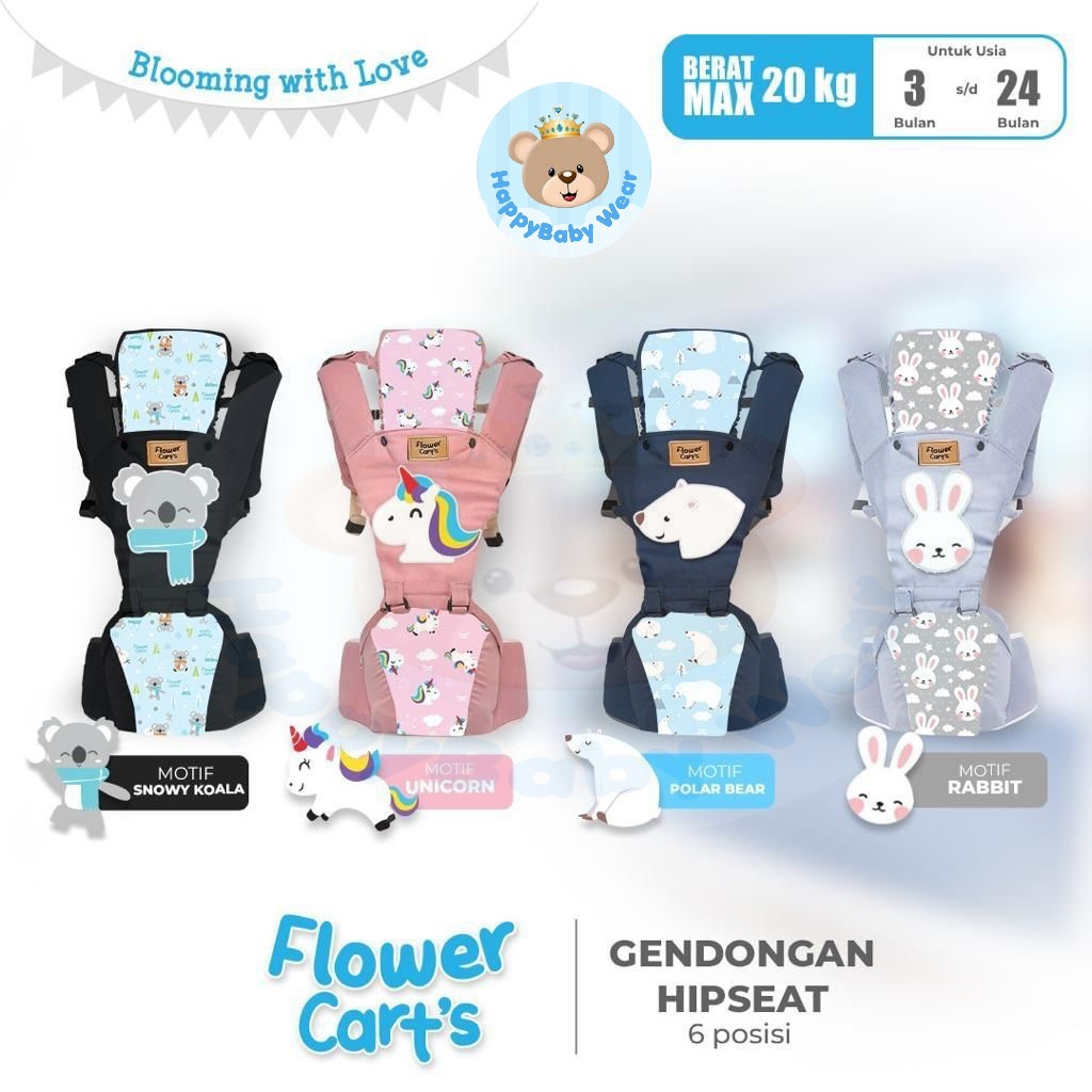 FLOWER CART'S  Hipseat Carrier Gendongan Bayi 6 posisi Bintang / Bear / Animal