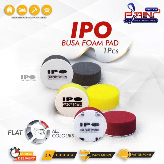 IPO Busa Flat Cutting Pad 3 inch - All Colours Busa Poles Flat 75mm