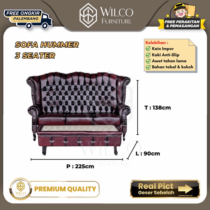 Sofa Ocean Titov Hummer 3 Seater / Sofa Tamu Mewah Kulit Sintetis - Meja Aja
